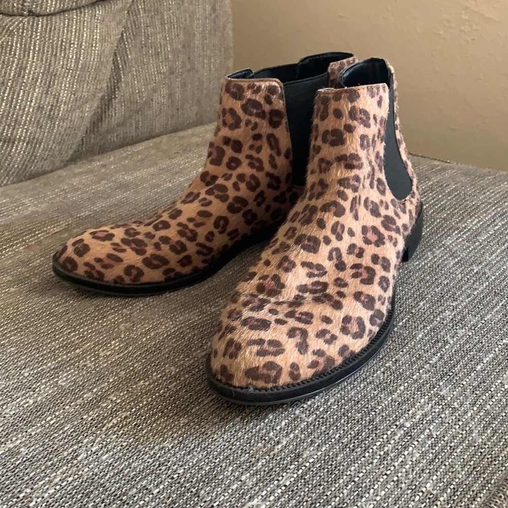 Sassy leopard print booties, perfect to pair with your favorite band tee